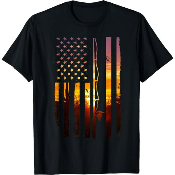 American Flag Fish Fisher Fisherman Funny Bass Fishing USA T-Shirt