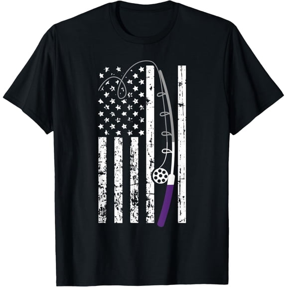 American Flag Fishing LGBT-Q Asexual Ace Pride Fisherman T-Shirt