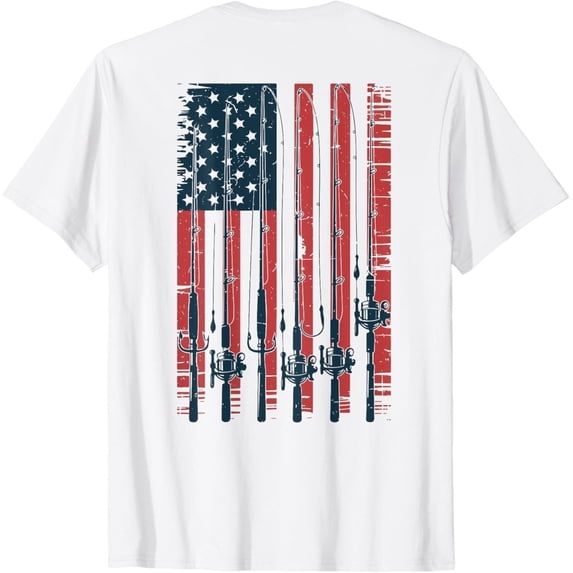 Fishing Rond American Flag Fishing Pole Dad Gift T-Shirt - Walmart.com