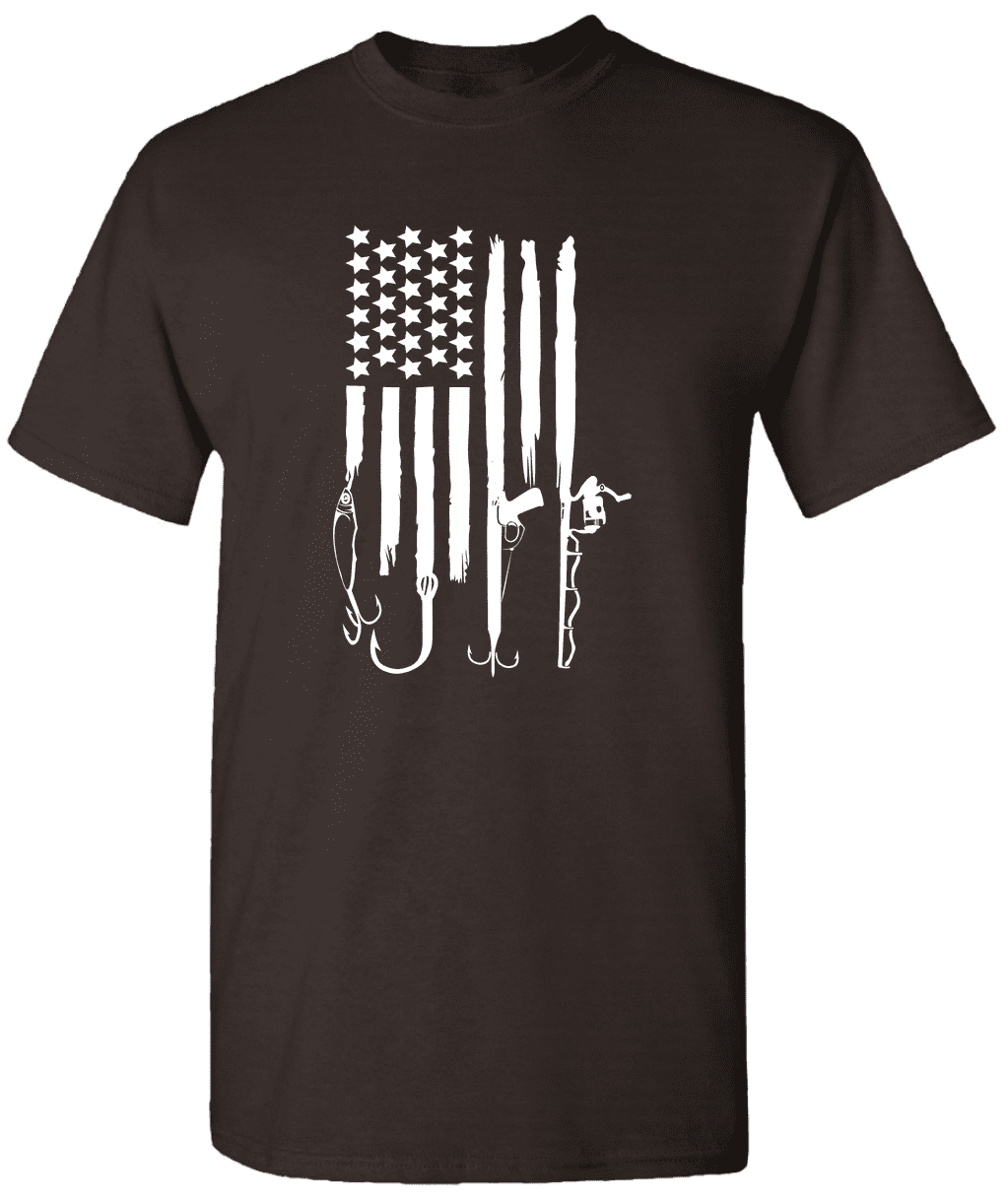 American Flag Fishing Pole T-Shirt - American Flag Shirt Fishing T-Shirt - - Walmart.com