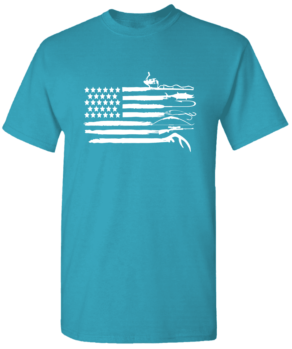 American Flag Fishing Pole T-Shirt - American Flag Shirt Fishing T-Shirt 