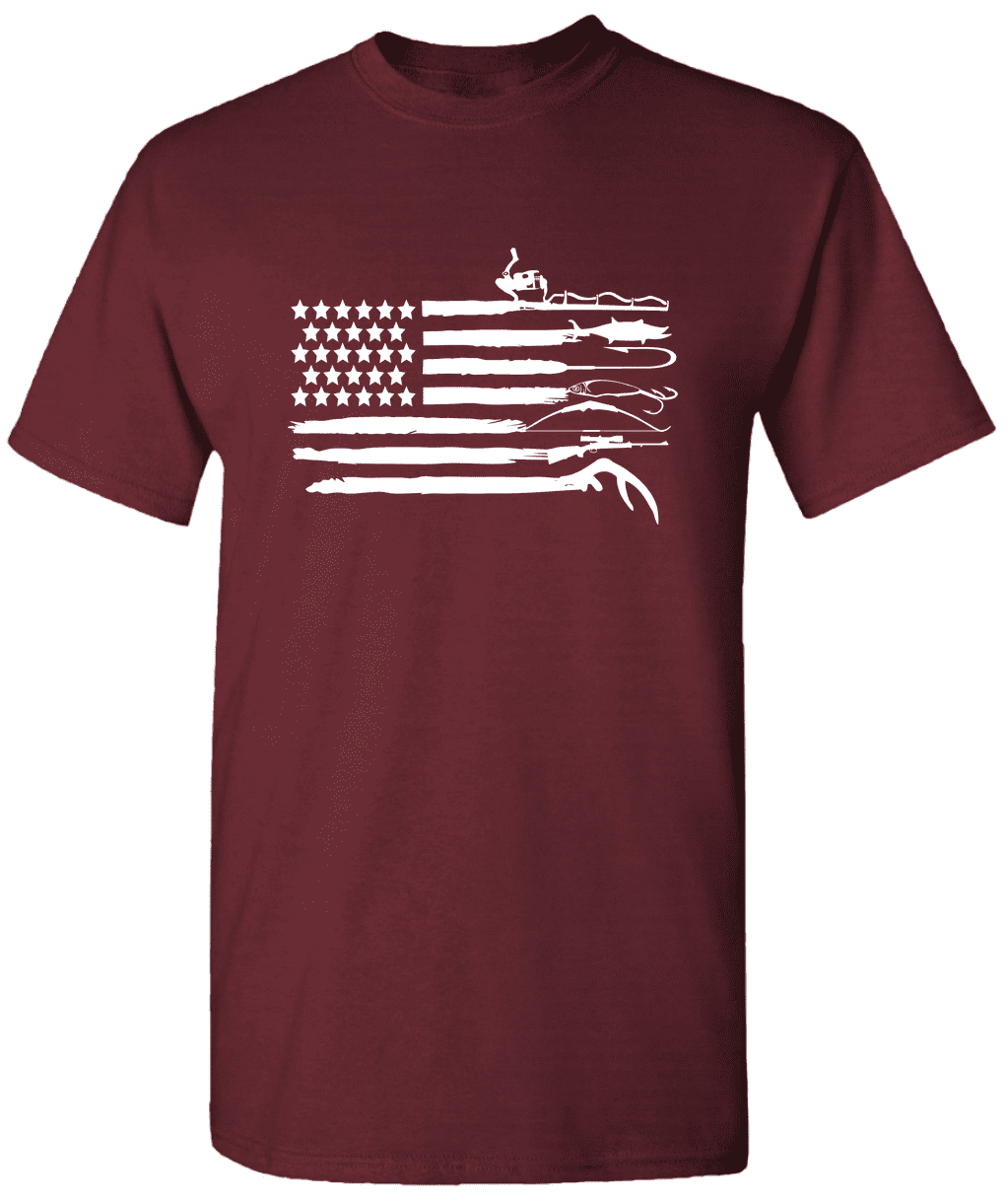 American Flag Fishing Pole T-Shirt - American Flag Shirt Fishing T-Shirt 