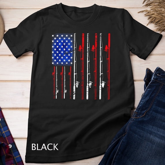 Fishing Rond American Flag Fishing Rod Sports T-Shirt - Walmart.com