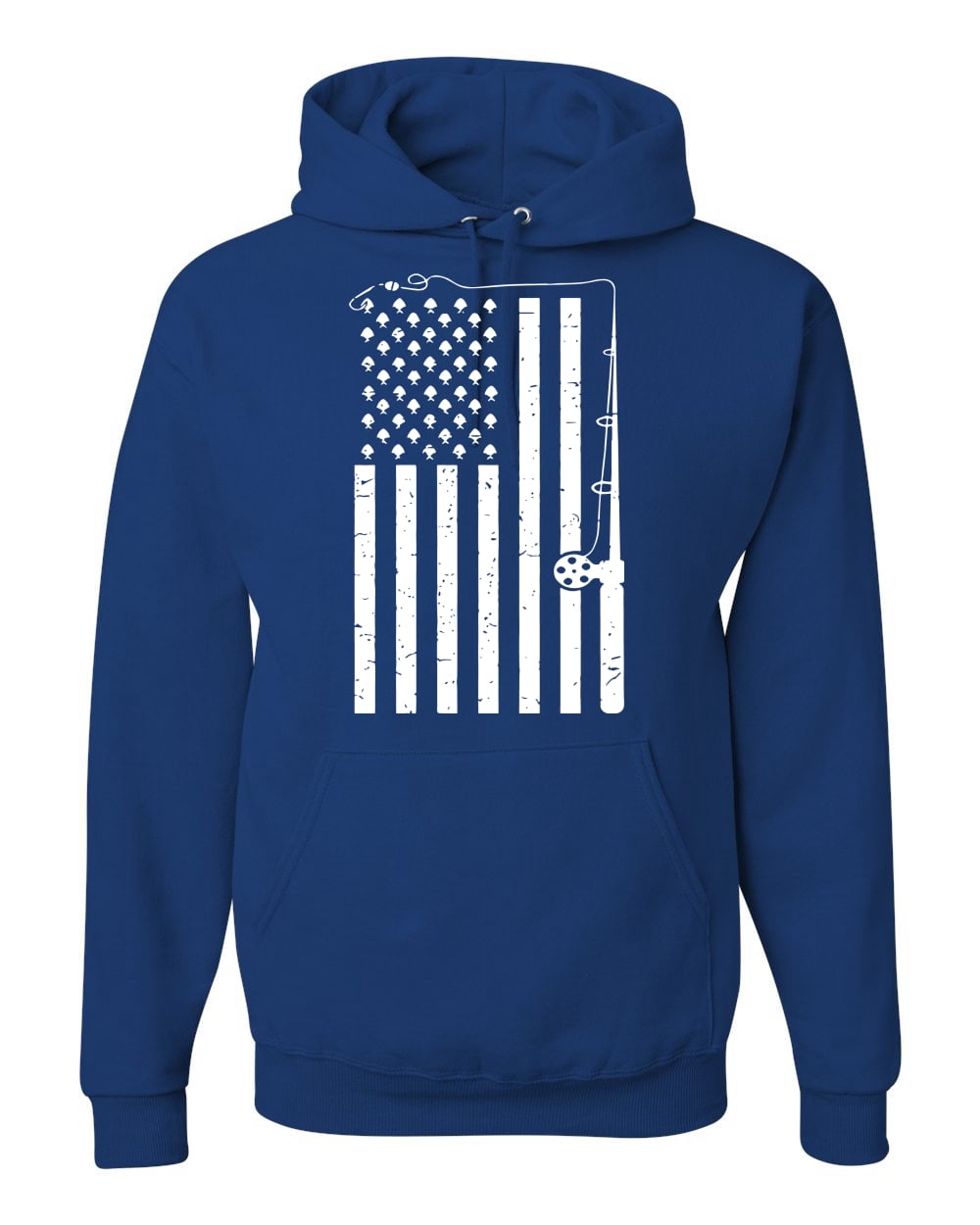 American Flag Fishing Rod USA Pride | Mens Fishing Hooded Sweatshirt  Graphic Hoodie, Kelly, Large