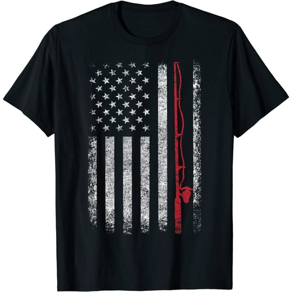 American Flag Fishing Shirt Vintage Fishing T-Shirt