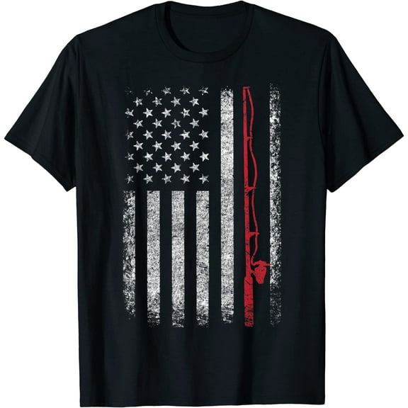 American Flag Fishing Shirt Vintage Fishing T-Shirt