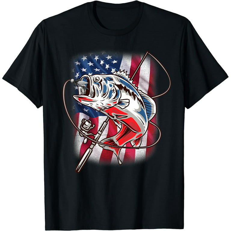 American Flag Fishing Shirt Vintage USA Bass Fisherman Gift T