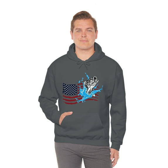 American Flag Fishing Unisex Heavy Blend™ Hooded Sweatshirt S,M,L,XL,2X,3X