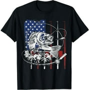 American Flag Fishing Vintage Fishing Gifts For Men Women T-Shirt Black Large