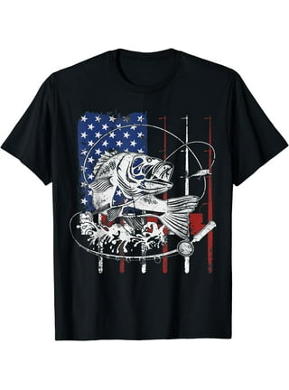 Big and Tall Tee - American Flag USA Outdoor Fishing Shirts for Men 