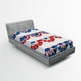 thumbnail image 1 of Ambesonne American Flag Fitted Sheet, Ribbon Pattern, Twin XL Size, Blue Red, 1 of 2