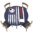 thumbnail image 1 of American Flag Fitted Tablecloth with Elastic Edged, Round Table Cloth for Dining Table, US Flag Baseball Stars Navy Blue Waterproof Oil Proof Table Cover for Indoor Outdoor 36"-44", 1 of 8