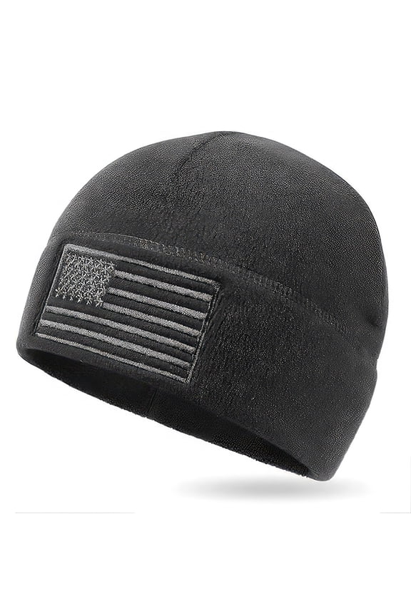 American Flag Fleece Watch Cap, USA Multi-Season Army Military Tactical Beanie Hat, Winter Warm Fleece Beanie for Men Teenboy