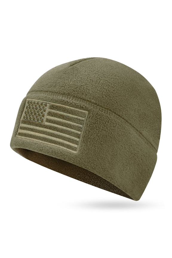 American Flag Fleece Watch Cap, USA Multi-Season Army Military Tactical Beanie, Winter Warm Beanie