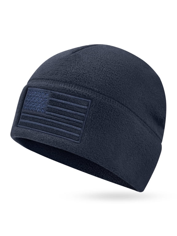 American Flag Fleece Watch Cap, USA Multi-Season Army Military Tactical Beanie, Winter Warm Beanie