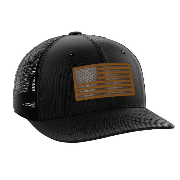 American Flag Flexfit Hat, Woven Patch Logo & Custom Embroidered