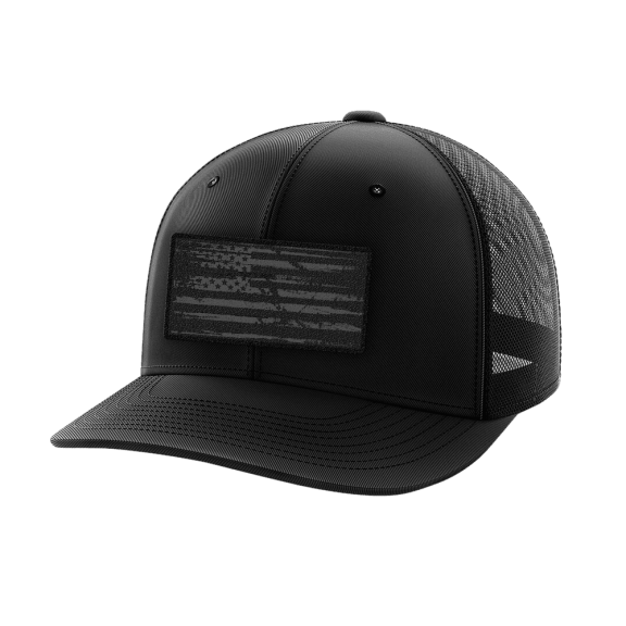 American Flag Flexfit Hat, Woven Patch Logo & Custom Embroidered