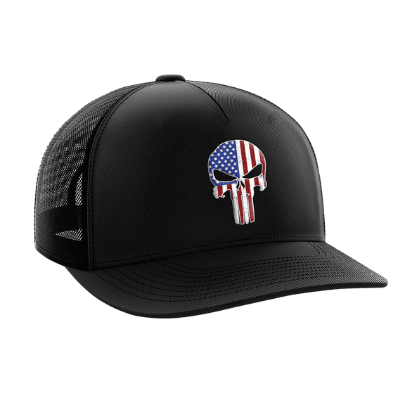 American Flag Flexfit Hat, Woven Patch Logo & Custom Embroidered
