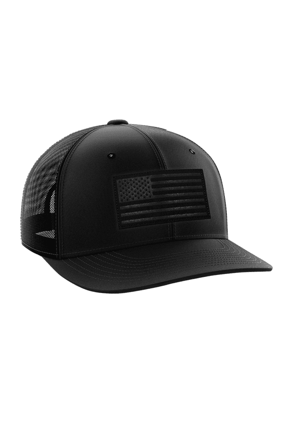 American Flag Flexfit Hat, Woven Patch Logo & Custom Embroidered