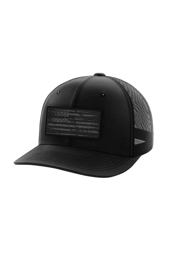 American Flag Flexfit Hat, Woven Patch Logo & Custom Embroidered