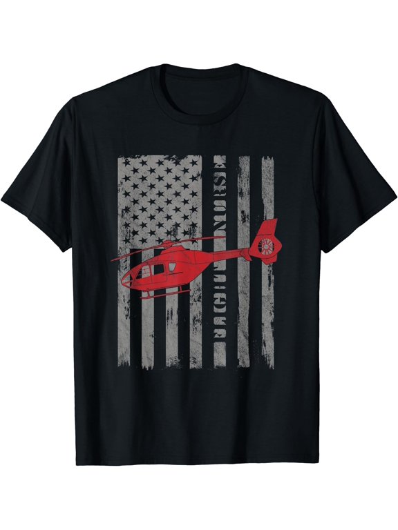 American Flag Flight Nurse Gift T-Shirt Black Large