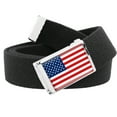 thumbnail image 1 of American Flag Flip Top Men's Belt Buckle with Canvas Web Belt Large Black, 1 of 3