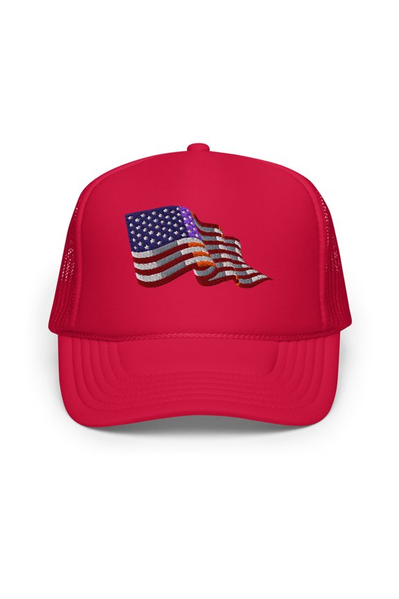 American Flag Foam trucker hat (Red)