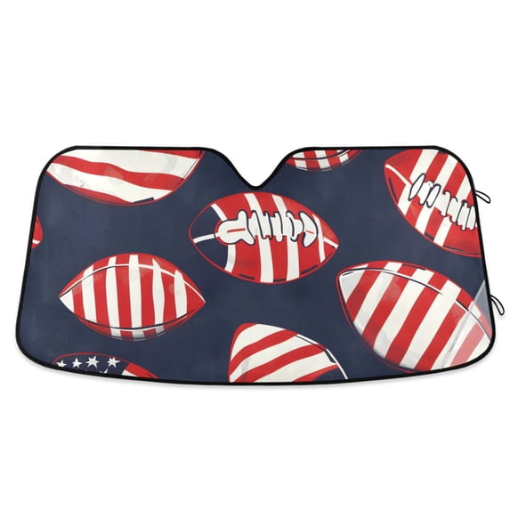 American Flag Football Car Windshield Sun Shade Reflector Sunshade Foldable for Front Keeps Vehicle Cool