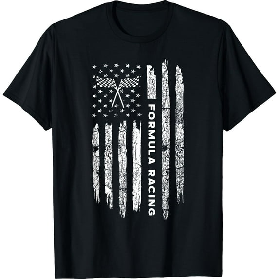 American Flag Formula Racing - Vintage Formula Racing T-Shirt Black 4X-Large