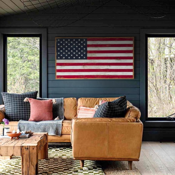 American Flag Framed Wall Art USA Flag Fourth of July Americana Home Decor Rustic Patriotic