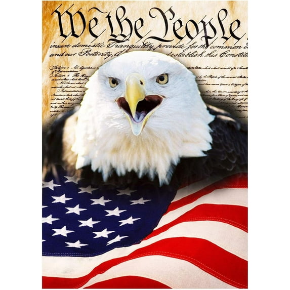 American Flag Freedom Patriotic Bald Eagle Double Sided Garden Yard Flag 12.5x18, America USA Flag Memorial Day Independence Day Decorative Garden Flag Banner for Outdoor Home Decor Party
