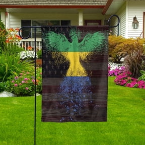 American - Gabonese Gabon US Friendship Forever July 4 Decoration Garden Flag, Double-Sided Outdoor Yard Decor 11.5 x 17.5 Inch