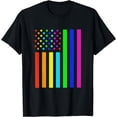thumbnail image 1 of American Flag Gay Rainbow Pride LGBTQ LGBT 4th Of July T-Shirt, 1 of 4