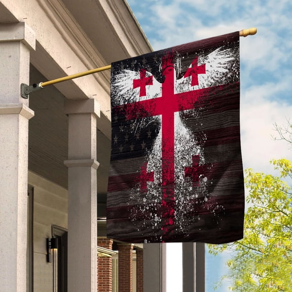 American Flag- Georgian Flag Georgia US Friendship Forever July 4 Decoration House Flag (29.5x39.5) Double Sided-USA Flags Premium Polyester-Decorative Indoor Outdoor Flag