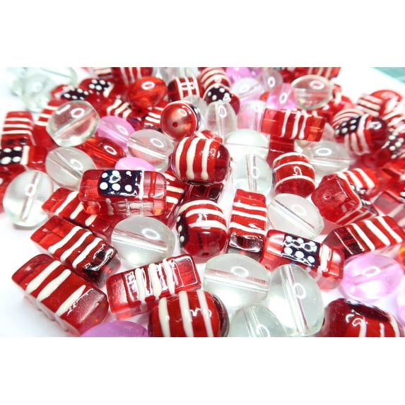 American Flag Glass Beads For Jewelry Making, DIY Bracelet Supplies, Gift For Beader, 40 pcs