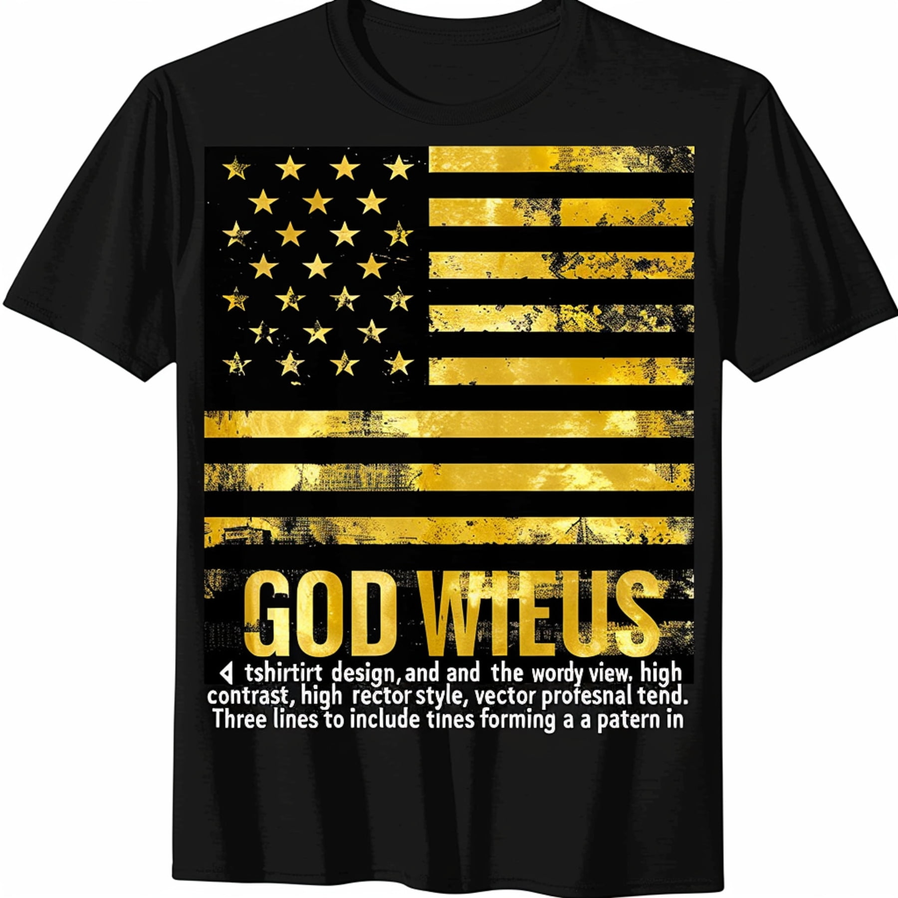 American Flag God Bless Patriotic TShirt Gold Colors High Quality ...