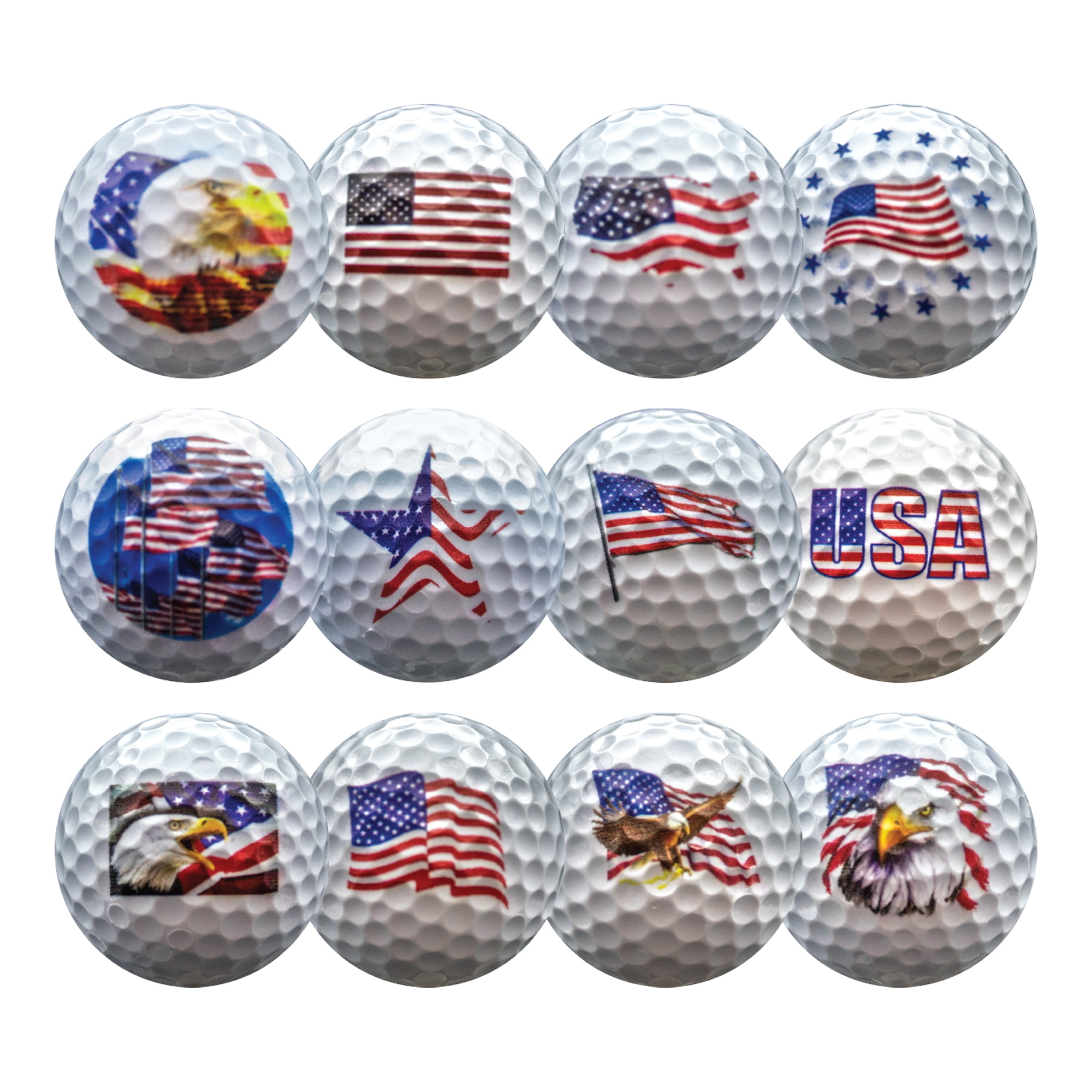 GBM Golf American Flag Golf Ball Assortment, 12 Designs, 12 Pack ...