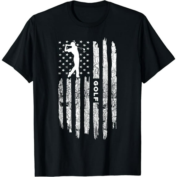 American Flag Golf Clothing - Golfer Vintage Golf T-Shirt