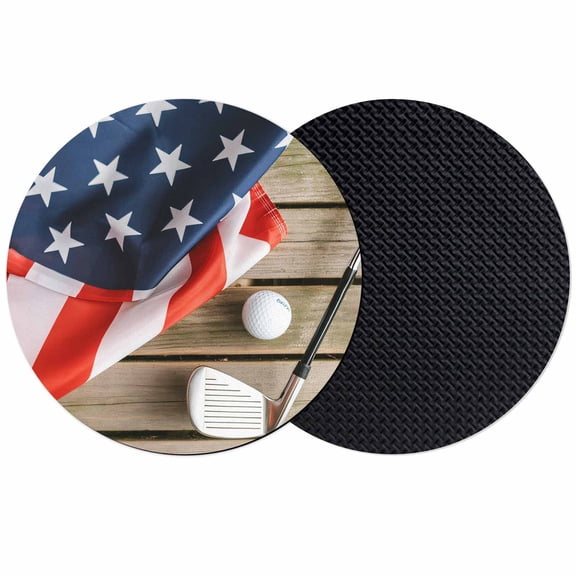 American Flag Golf Coasters Set of 2, Absorbent Coasters for Drinks, 4th of July Farmhouse Vintage Wood Grain Coaster for Desk Coffee Table Protection, Home Decor House Warming Gifts 4"