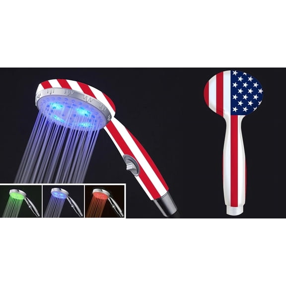 Shower Hand Held American Flag Graphic Design , Hose, Fiberglass Material. Brand Go Green Showers