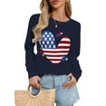 thumbnail image 1 of American Flag Graphic Sweaters for Women 4th of July Crew Neck Heart Sweater Long Sleeve Casual Knit Pullover Sweater Shermie, 1 of 4