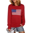 thumbnail image 1 of American Flag Graphic Sweaters for Women 4th of July Crew Neck Sweater Long Sleeve Casual Knit Pullover Sweater Shermie, 1 of 6