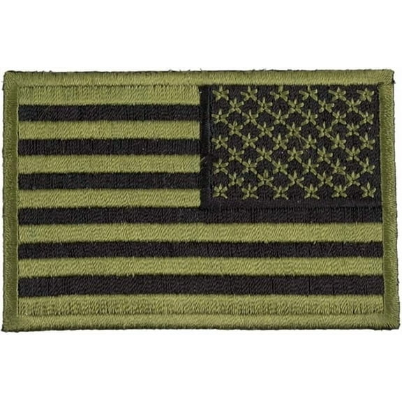 American Flag Green & Black Reversed Patch, U.S. Flag Patches
