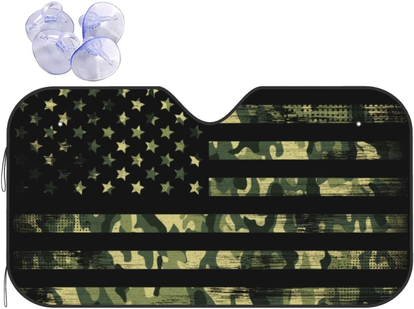 Babrukda American Flag Print Summer Windshield Sun Shade 2 Piece Foldable Car Front Sunshade For Most Sedans SUV Truck Auto Sun Blocker Sun Visor - View #6