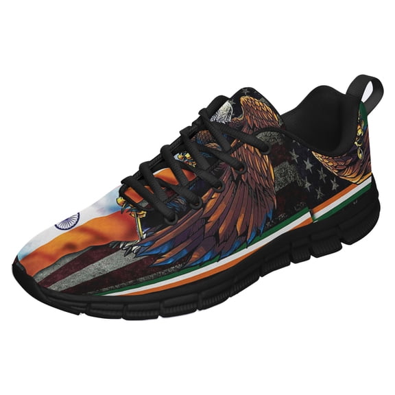 American Flag Grown With Indian Roots Running Shoes Sneakers Mesh Black Size 9