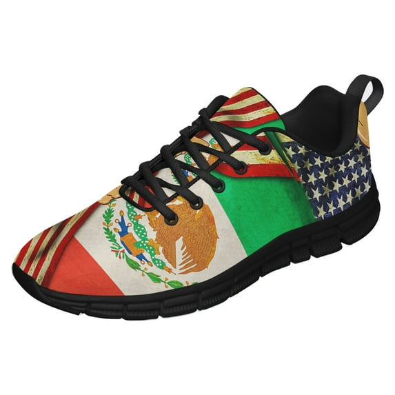 American Flag Grown With Mexican Roots Running Shoes Sneakers Mesh Black Size 11.5