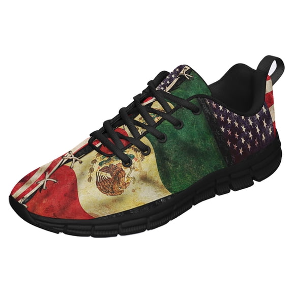 American Flag Grown With Mexican Roots Running Shoes Sneakers Mesh Black Size 8.5