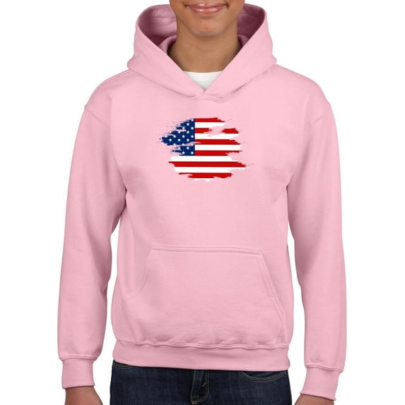 American Flag Grunge Style Hoodie Juniors -Image by Shutterstock, Large