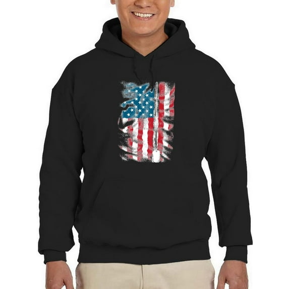 American Flag Grunge Style Hoodie Men -Image by Shutterstock, Male Small