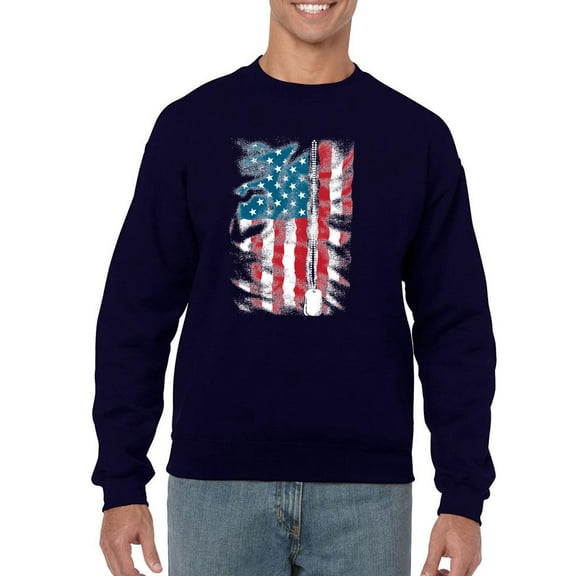 American Flag Grunge Style Sweatshirt Men -Image by Shutterstock, Male 4X-Large